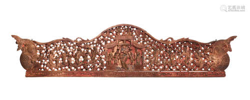 OPENWORK CARVED HORIZONTAL WOODEN HANGING PANEL