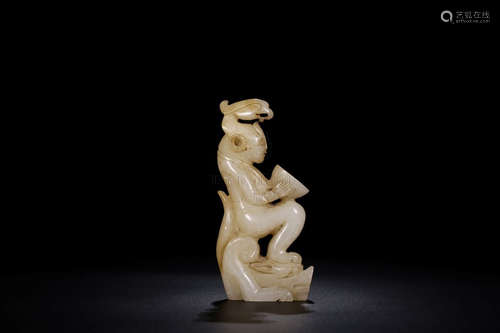 HETIAN WHITE JADE CARVED FIGURE