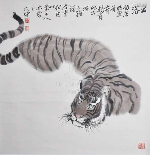 FENG DAZHONG: INK AND COLOR ON PAPER PAINTING 'TIGER'