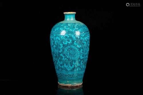 BLUE GLAZED 'FLOWERS' VASE, MEIPING