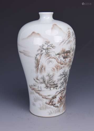 GRISAILLE PAINTED 'LANDSCAPE SCENERY' VASE, MEIPING