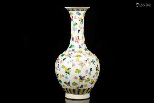 FAMILLE ROSE 'BUTTERFLIES AND FLOWERS' VASE