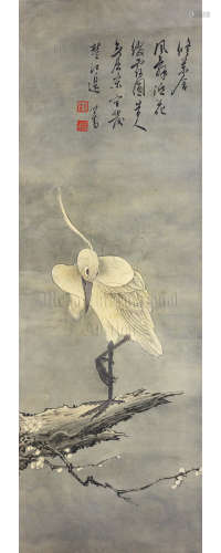 PU RU: INK AND COLOR ON PAPER PAINTING 'CRANE'