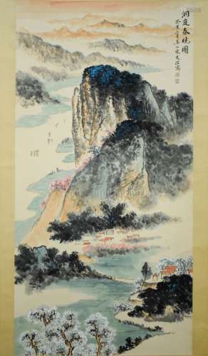 SONG WENZHI: INK AND COLOR ON PAPER PAINTING 'MOUNTAIN SCENERY'