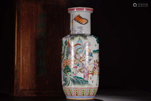 QIANLONG MARK FAMILLE ROSE 'BANGCHUI'VASE