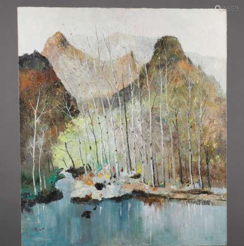 Chinese Western Painting of Autumn Signed By Wu Guanzhong
