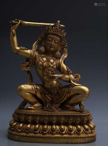 Gilt Bronze Figure Of Manjusri