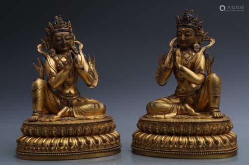 Two Gilt Bronze Figures Of Tara