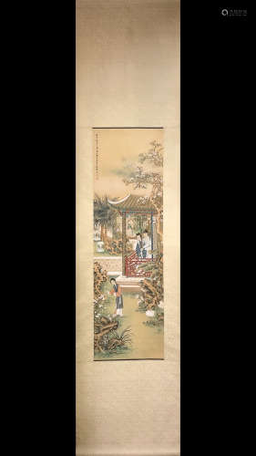 CHINESE INK AND COLOR SILK SCROLL BY ZHENG'MUKANG