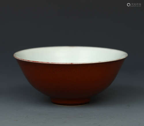 CHINESE PORCELAIN RED GLAZE BOWL