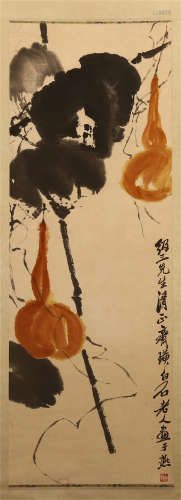 CHINESE SCROLL PAINTING OF GOURD