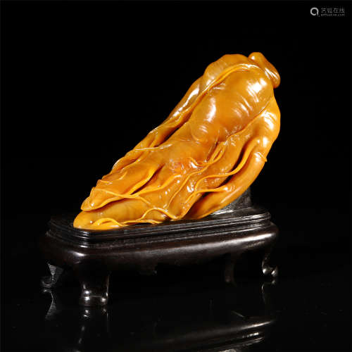 CHINESE TIANHUANG STONE GINSENG SHAPED TABLE ITEM