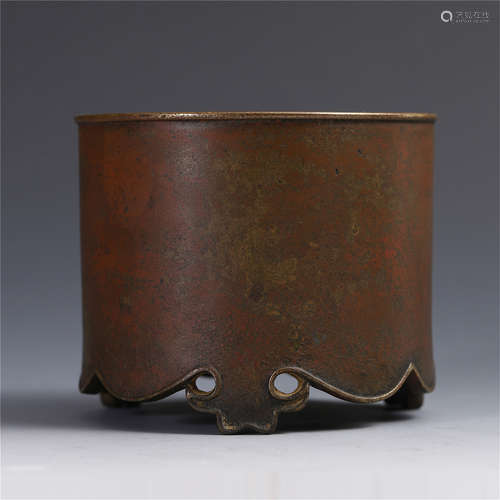 CHINESE BRONZE CYLINDERIAL CENSER