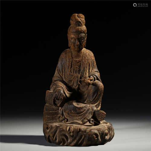 CHINESE AGALWOOD CRAVED SEATED GUANYIN