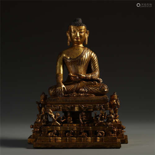 CHINESE GILT BRONZE SEATED SAKAYMUNI