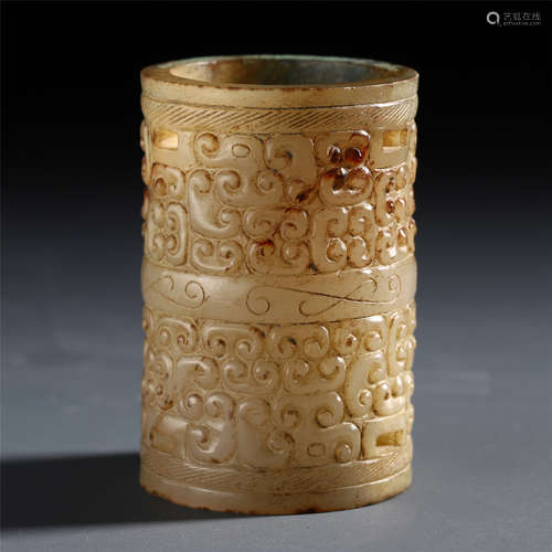 CHINESE ANCIENT JADE BRUSH POT