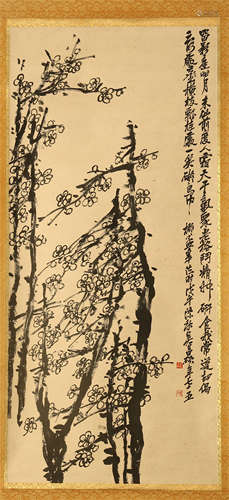 CHINESE SCROLL PAINTING OF PLUM BLOSSOMMINGS