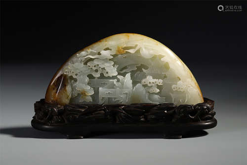 CHINESE GREY JADE MOUNTAIN VIEW SCHOLAR'S ROCK