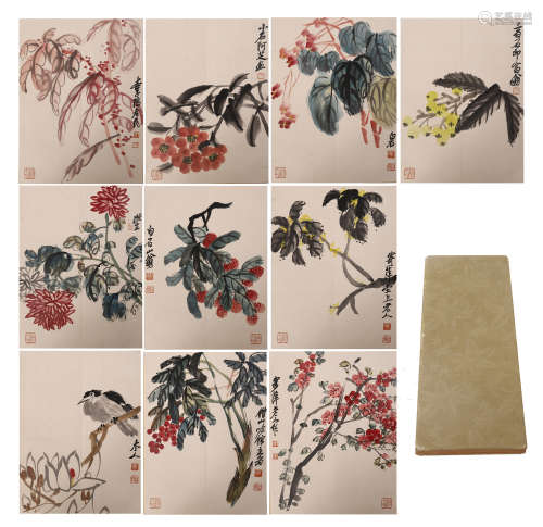 TWEENTY-FOUR PAGES OF CHINESE ABLUM PAINTING OF FLOWER
