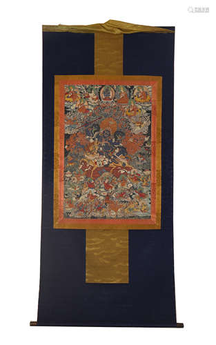 TIBETAN THANGKA OF SEATED BUDDHA