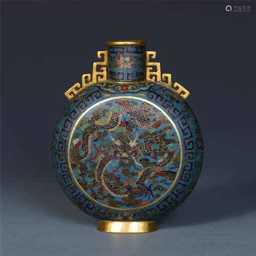 CHINESE CLOISONNE DRAGON MOONFLASK