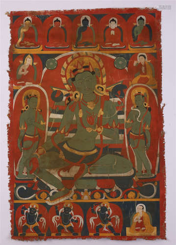 TIBETAN THANGKA OF SEATED BUDDHA