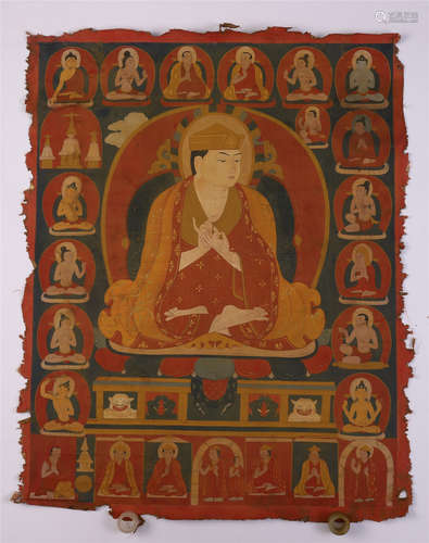 TIBETAN THANGKA OF SEATED BUDDHA