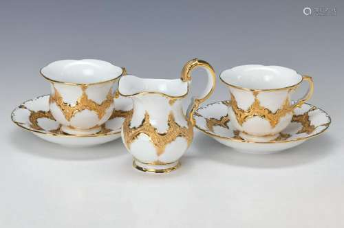 6 cups and saucers, creamer, Meissen, 2. H. 20. th c
