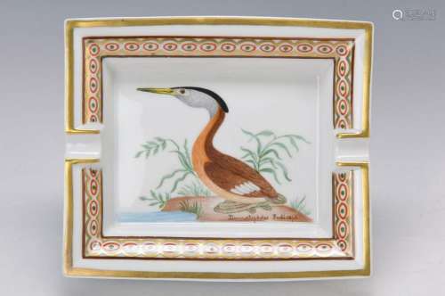 ash-tray, Hèrmes Paris, porcelain, bird motif,gold