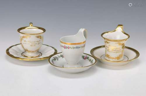 three cups with saucers, Fürstenberg, 1.H.19.th