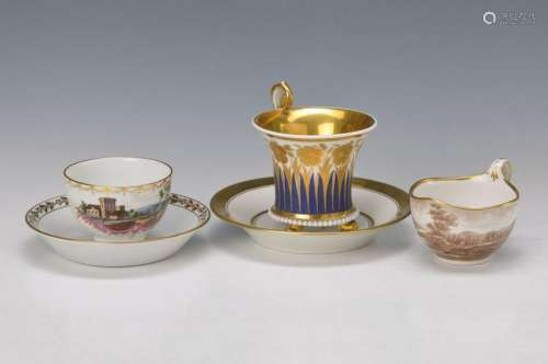 three cups, Fürstenberg 18. th c. and France, 19th c