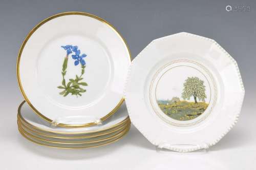 6 plates, Nymphenburg, a. plate of Mai, RudolfSieck,