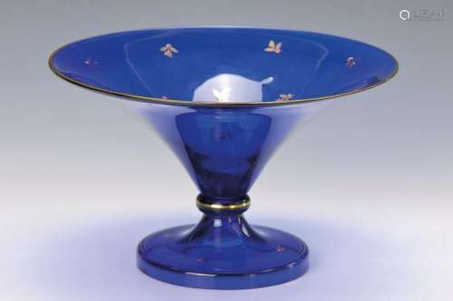 foot bowl, Bohemia, around 1860, blue glass with