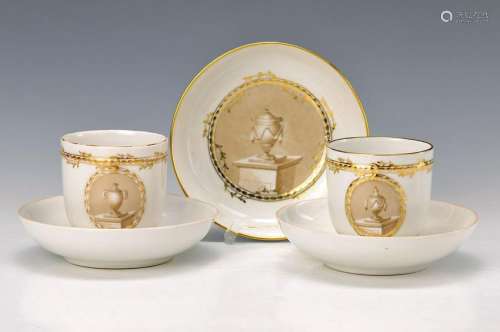 two cups with saucers, Fürstenberg, 2nd half of 18th
