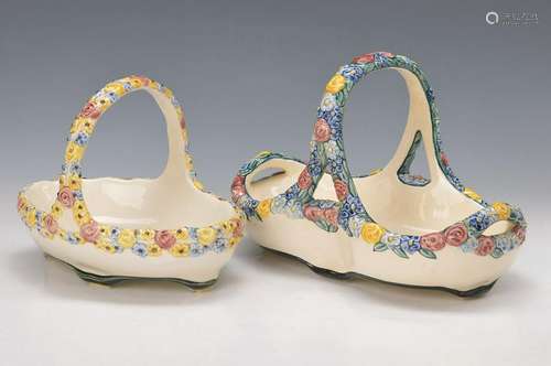 pair of Art Nouveau bowls, Karlsruher majolica