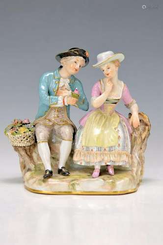 figurine, Meissen, around 1880-90, couple in garden