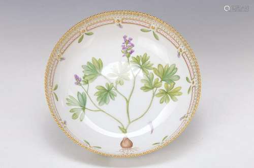 bowl, Royal Copenhagen, Flora Danica, fine painting and