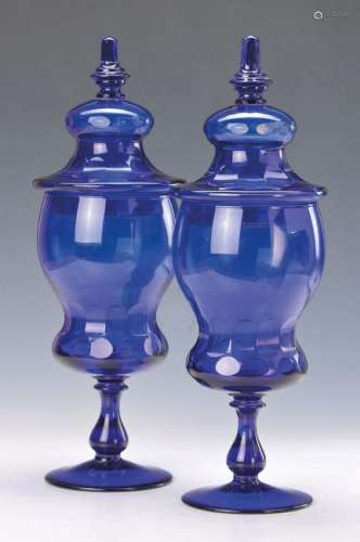 pair of large lidded goblets, Bohemia, around 1900