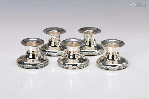 5 small Candlesticks, 925 Sterling silver filled, cord