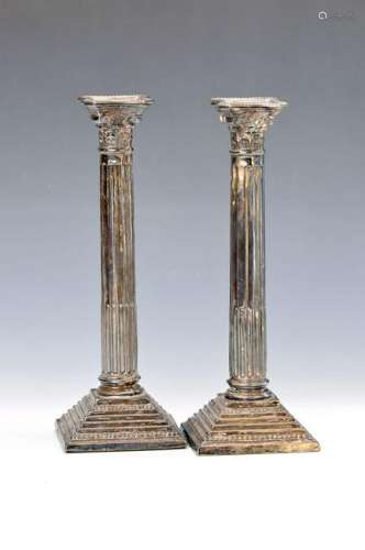 A pair of candlesticks, Birmingham, 20th c., Sterling