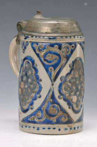 stoneware jug, Westerwald, around 1760/70, blue Smalte