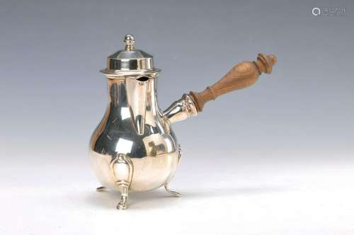 Chocolate pot, 1950s, 925 Sterling silver, handle wood