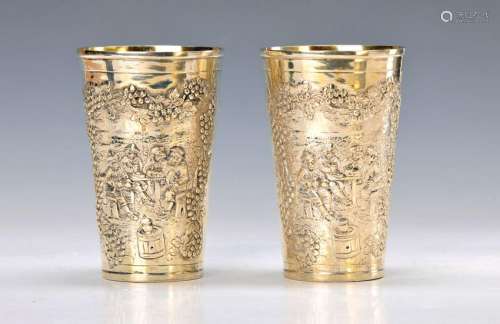 couple wine beaker of silver, German, Middle of 20th c