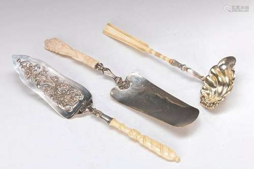 three serving parts, German, 19th c., Cake server