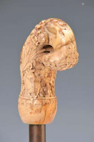 handle of a Keris, Bali, 19th c., carved bone,floral