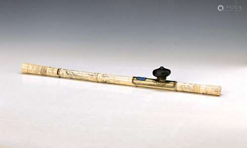 Opium pipe, China, around 1900, bone, engravedsilver