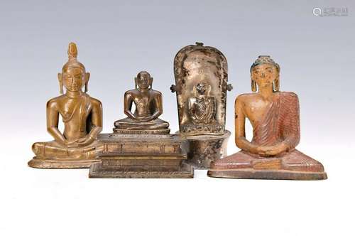 Lot of 4 small Buddha, Burmese/Thailand, around 1900