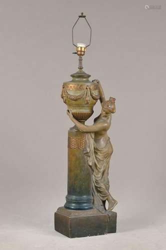 Large lamp stand, Goldscheider, around 1900, female