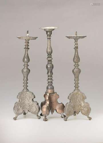 8 tin Objects, German, 19th c.: pair of