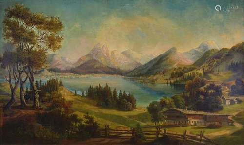 G. Brizzi, dated: Munich 1866, wide pre-alpinelandscape